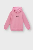 Kapüşonlu Hello Nakış Baskılı Basic Pembe Çocuk Eşofman Takımı thumbnail 2