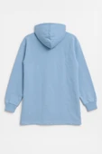 Kadın Kapüşonlu Cepli Mavi Tunik Sweatshirt thumbnail 3