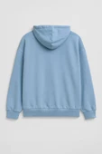 Kadın Kapüşonlu Dünya Baskılı Mavi Sweatshirt thumbnail 3