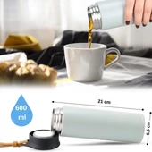 600 ml Paslanmaz Çelik Termos, Çift Katmanlı, Sızdırmaz Kapaklı thumbnail 3