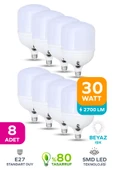30w Tasarruflu E27 Beyaz Işık Torch Led Ampul 8 Adet thumbnail 1