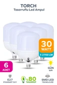 30w Tasarruflu E27 Sarı Işık Torch Led Ampul 6 Adet thumbnail 1