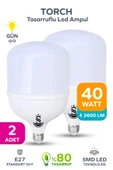 40w Tasarruflu E27 Gün Işığı Torch Led Ampul 2 Adet thumbnail 1