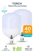 40w Tasarruflu E27 Beyaz Işık Torch Led Ampul 2 Adet thumbnail 1
