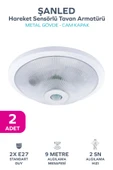 Sensörlü Tavan 360° Hareket Sensörlü Tavan Armatürü Çift duylu Lamba Glop 2 Adet thumbnail 1
