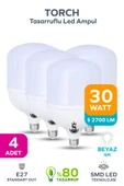 30w Tasarruflu E27 Beyaz Işık Torch Led Ampul 4 Adet thumbnail 1
