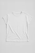 Kadın Yarasa Kol Basic Beyaz T-shirt thumbnail 2