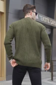 Madmext Haki Basic Nakışlı Örgülü Hırka T6313 thumbnail 2