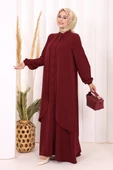 Boydan Düğmeli Elbise 6045 Bordo thumbnail 3