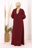 Boydan Düğmeli Elbise 6045 Bordo thumbnail 4