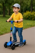 Swing Işıklı 3 Tekerlekli Scooter Mavi thumbnail 7