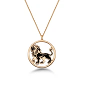Çember Aslan Burcu Gümüş Kolye - Rose thumbnail 1
