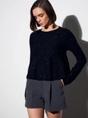 10832 DİLVİN PEPLUM PULLU SİMLİ TRİKO KAZAK thumbnail 10