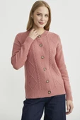 Düğmeli Oversize Angora Triko Hırka - Gül thumbnail 3