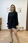 Eteği Volanlı Mini Krep Elbise thumbnail 7