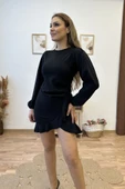 Eteği Volanlı Mini Krep Elbise thumbnail 1