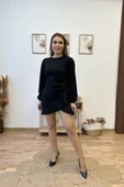 Eteği Volanlı Mini Krep Elbise thumbnail 8