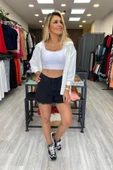 Yüksek Bel Jean Şort thumbnail 8