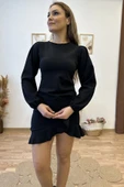 Eteği Volanlı Mini Krep Elbise thumbnail 6