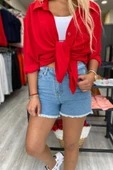 Yüksek Bel Jean Şort thumbnail 2
