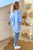 Mavi Taş Detaylı Oversize Gömlek thumbnail 4