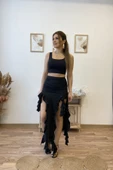 Fırfırlı Yırtmaçlı Uzun Etek thumbnail 5