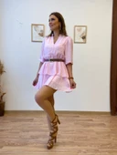 Kemerli Katlı Gömlek Elbise thumbnail 3