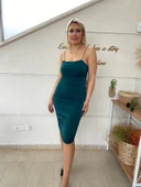 Yan Büzgü Detaylı İnce Askılı Sandy Elbise thumbnail 7