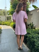Düğmeli Keten Mini Elbise thumbnail 4