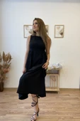 Büzgü Detaylı Uzun Kloş Elbise thumbnail 5