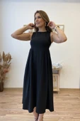 Büzgü Detaylı Uzun Kloş Elbise thumbnail 8
