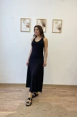 Askısı Halkalı Maksi Viscon Elbise thumbnail 3