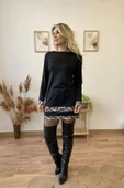 Leopar Şerit Detaylı Siyah Mini Elbise thumbnail 2