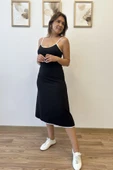 İp Askılı Janjan Krep Midi Elbise thumbnail 5