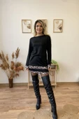Leopar Şerit Detaylı Siyah Mini Elbise thumbnail 1