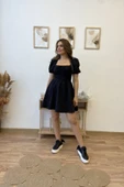 Dekolteli Dantel Detaylı Mini Kloş Elbise thumbnail 2