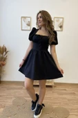 Dekolteli Dantel Detaylı Mini Kloş Elbise thumbnail 1
