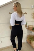 Paça Düğme Detaylı Kumaş Pantolon thumbnail 2
