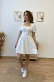 Dekolteli Dantel Detaylı Mini Kloş Elbise thumbnail 12