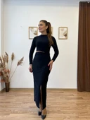 Bel Dekolteli Yırtmaçlı Uzun Elbise thumbnail 3