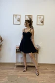 Göğüs Kuplu Kloş Mini Elbise thumbnail 8