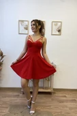 Göğüs Kuplu Kloş Mini Elbise thumbnail 11