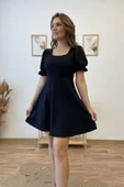 Karpuz Kol Kare Yaka Mini Kloş Elbise thumbnail 6