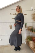 Antrasit Örme Kumaş Etek Bluz Takım thumbnail 1
