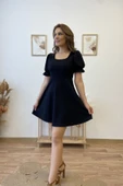 Karpuz Kol Kare Yaka Mini Kloş Elbise thumbnail 4