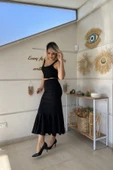 Etek Ucu Volanlı Uzun Krep Etek thumbnail 2