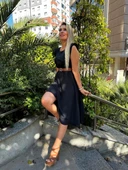 Vatkalı Kemerli Kloş Midi Elbise thumbnail 7