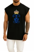 Oversize İsveçli Gustaf V Royal Cypher Monogram Monarch Göğüs Baskılı Atlet thumbnail 11