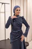 4971 HENNİN ALLERLİ SATEN ELBİSE thumbnail 2
