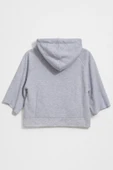 Kadın Kapüşonlu Cepli Crop Sweatshirt thumbnail 3
